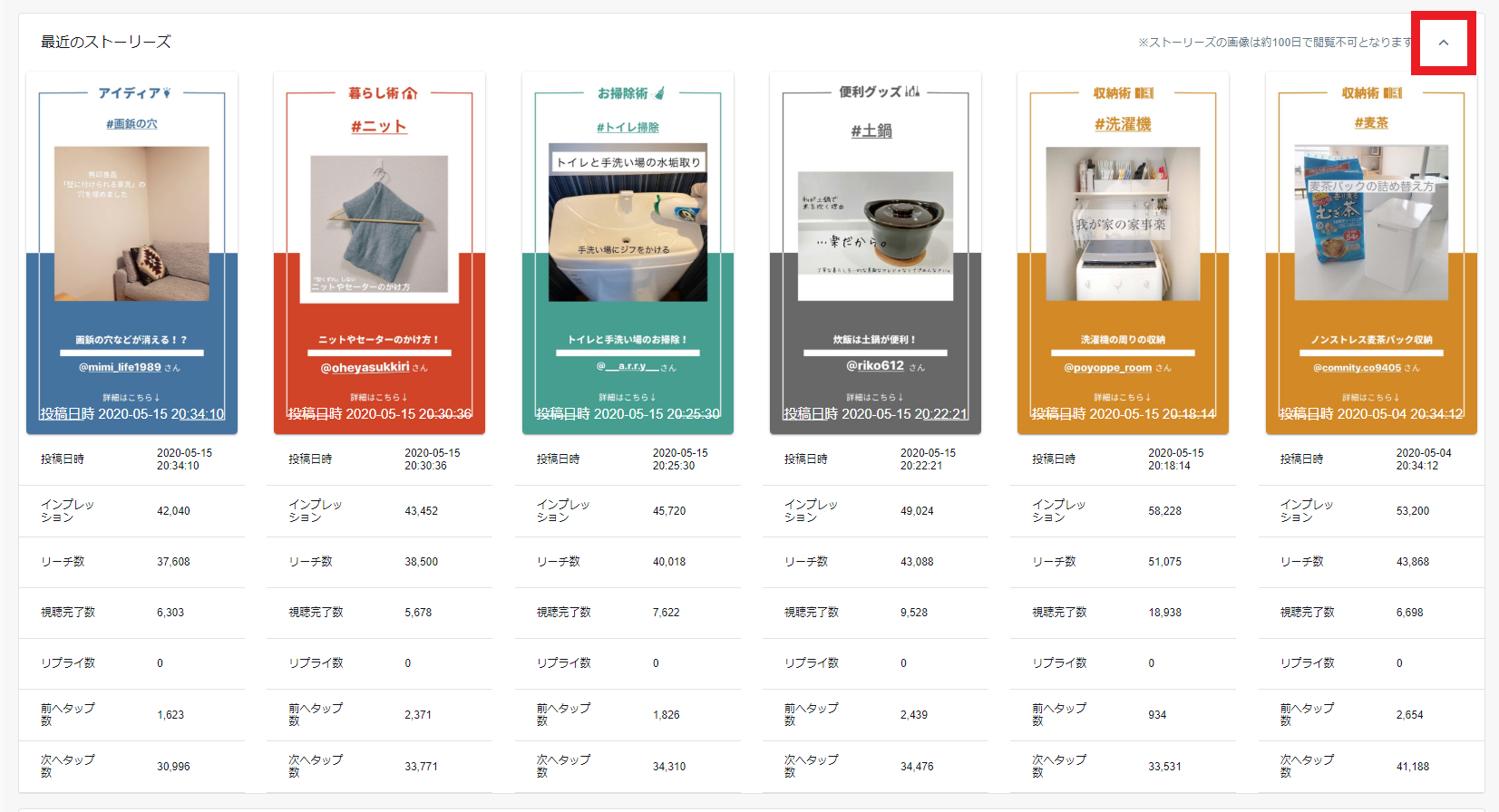 ダッシュボード 最近のストーリーズ▼ mark.png